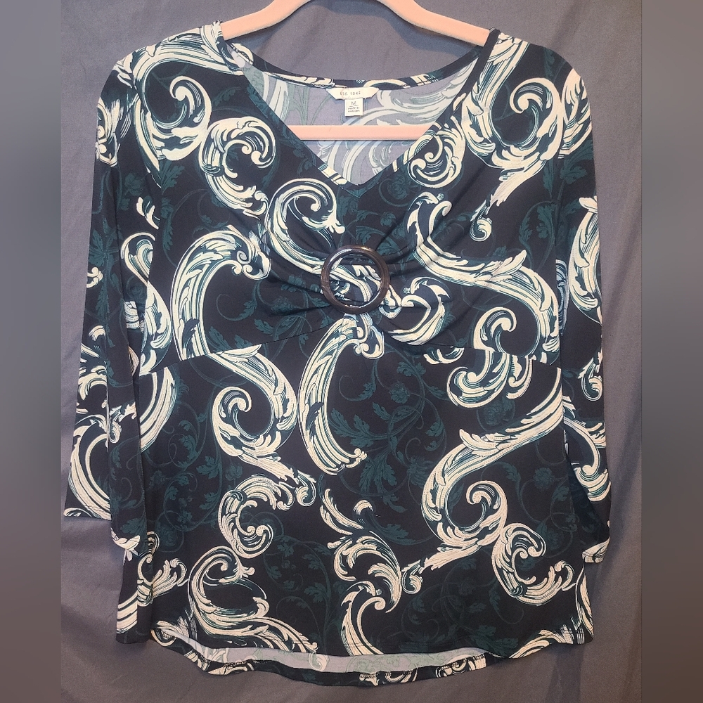 Cato Est. 1946 Vintage Bohemian Design 3/4 Sleeve Blouse